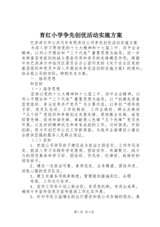 育红小学争先创优活动方案 