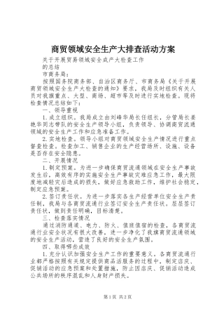 商贸领域安全生产大排查活动实施方案 