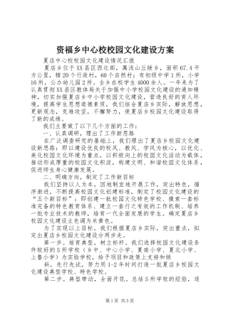 资福乡中心校校园文化建设实施方案 