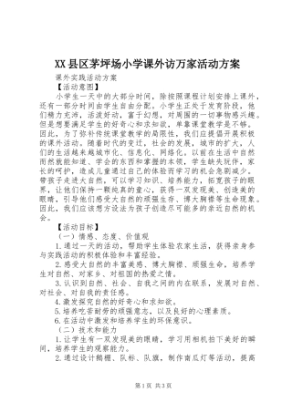 XX县区茅坪场小学课外访万家活动实施方案 