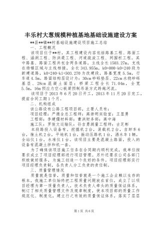 丰乐村大葱规模种植基地基础设施建设实施方案 
