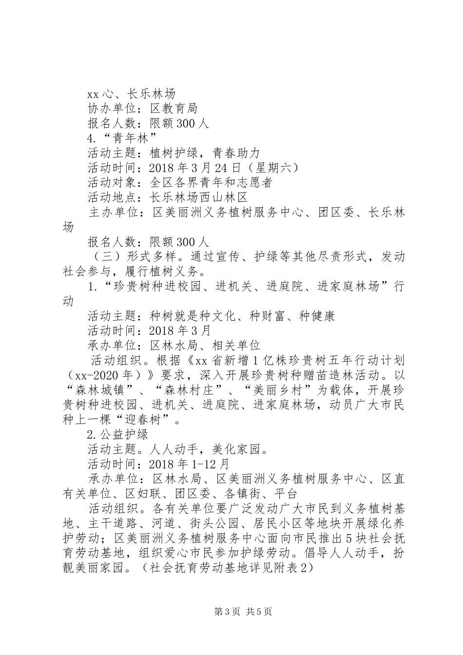 XX年义务植树活动总体实施方案 _第3页