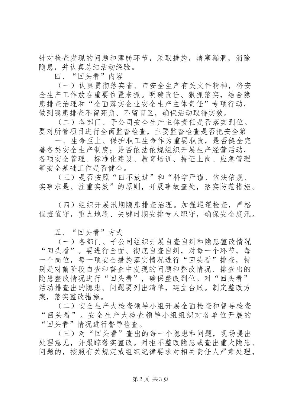 XX年安全生产整治回头看工作实施方案 _第2页