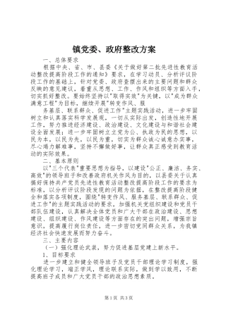 镇党委、政府整改实施方案 