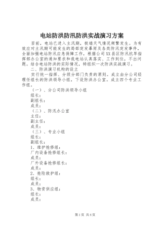 电站防洪防汛防洪实战演习实施方案 