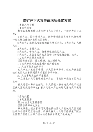 煤矿井下火灾事故现场处置实施方案 
