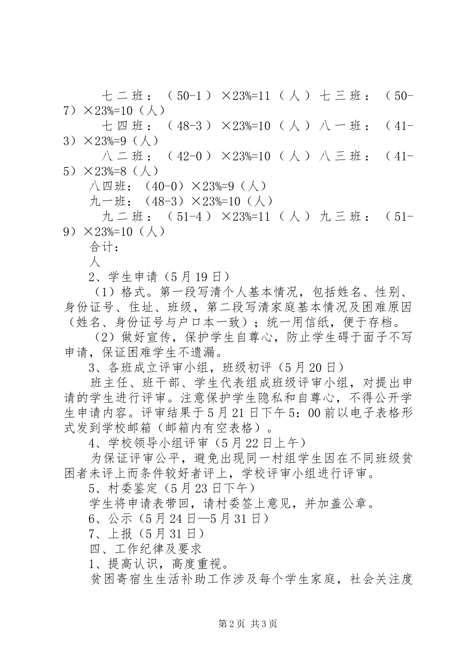 学校贫困寄宿生生活补助评选实施方案 _第2页