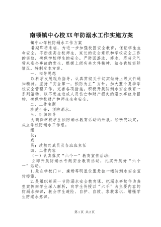南顿镇中心校XX年防溺水工作方案 