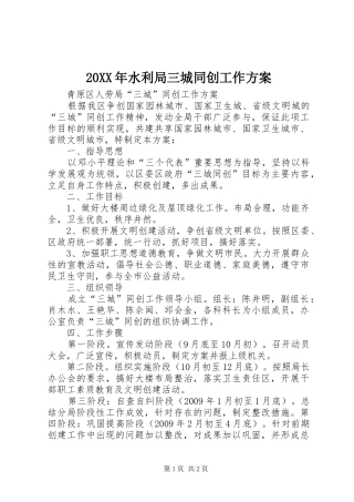 XX年水利局三城同创工作实施方案 
