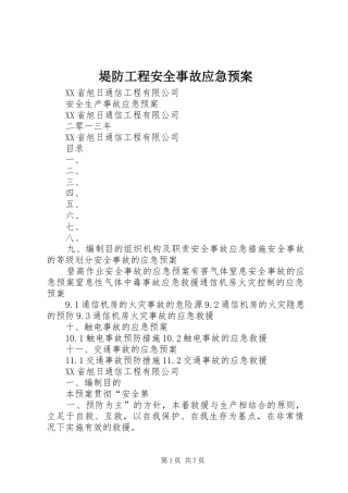 堤防工程安全事故应急处理预案 