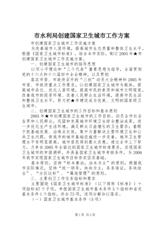 市水利局创建国家卫生城市工作实施方案 