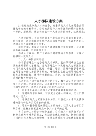 人才梯队建设实施方案 