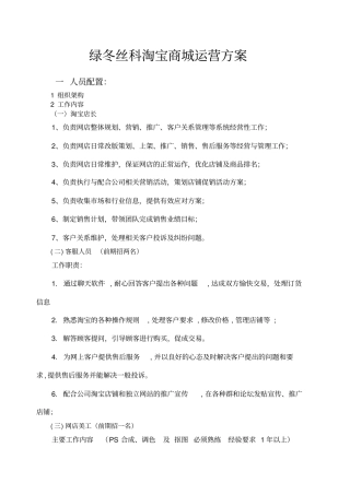 企业淘宝商城运营方案