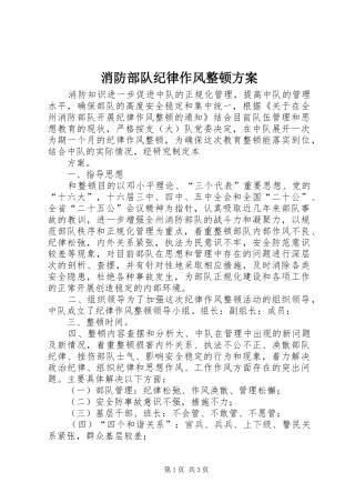 消防部队纪律作风整顿实施方案 