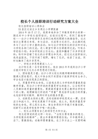 校长个人挂职培训行动研究实施方案大全 