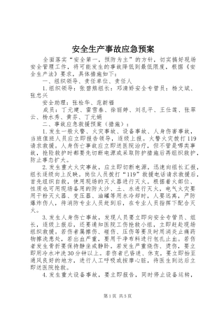 安全生产事故应急处理预案 