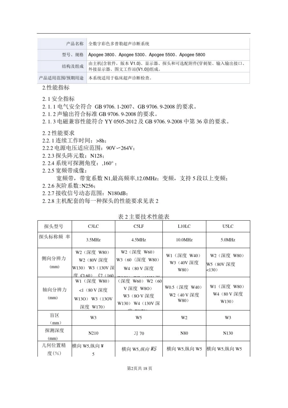全数字彩色多普勒超声诊断系统产品技术要求汕头超声8_第1页
