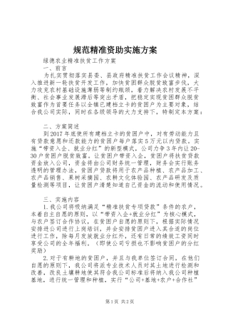 规范精准资助方案 