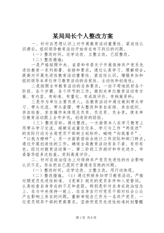 某局局长个人整改实施方案 