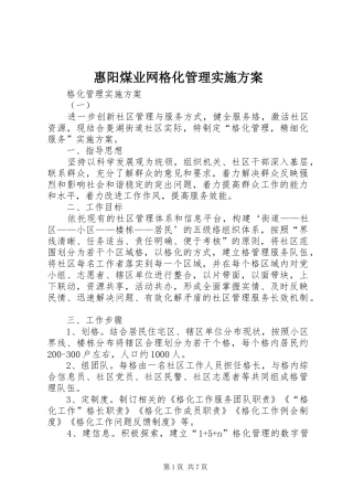 惠阳煤业网格化管理方案 