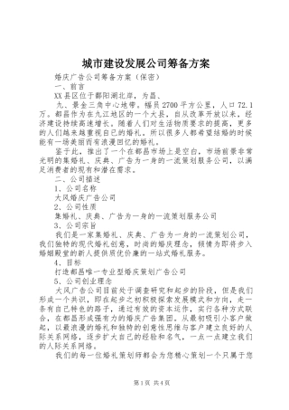 城市建设发展公司筹备实施方案 