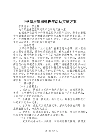 中学基层组织建设年活动方案 