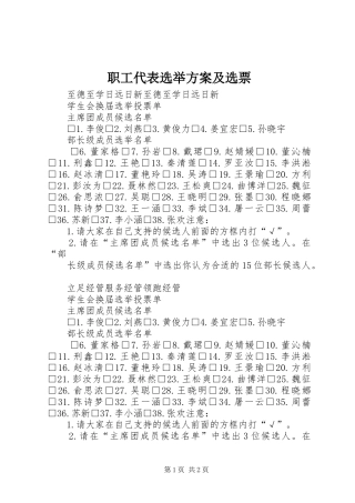 职工代表选举实施方案及选票 