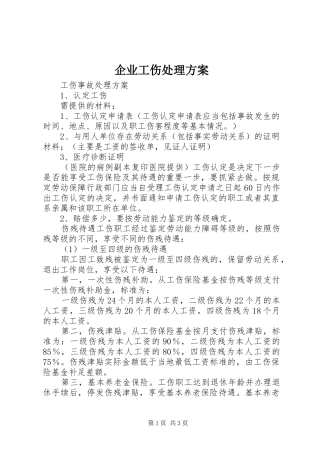 企业工伤处理实施方案 