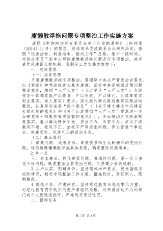 庸懒散浮拖问题专项整治工作方案 