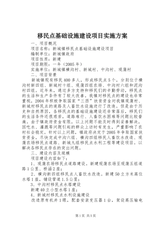 移民点基础设施建设项目方案 