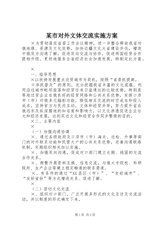 某市对外文体交流方案 