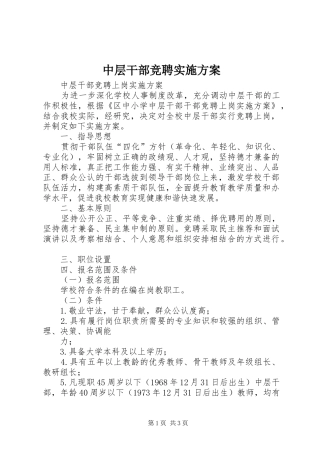 中层干部竞聘方案 