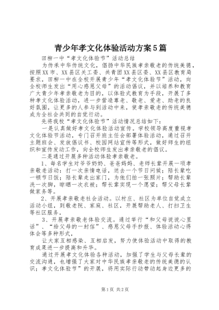 青少年孝文化体验活动实施方案5篇 