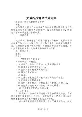关爱特殊群体措施实施方案 