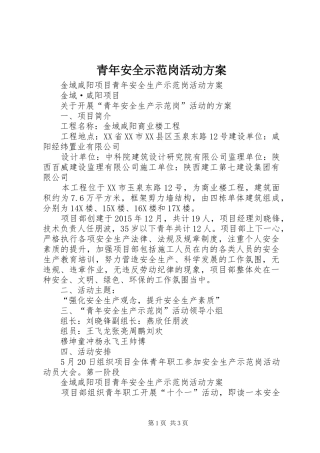 青年安全示范岗活动实施方案 