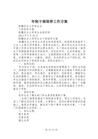 年轻干部培养工作实施方案 