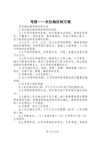 考核——末位淘汰制实施方案 