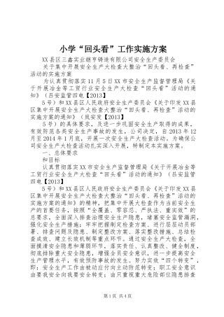 小学“回头看”工作方案 