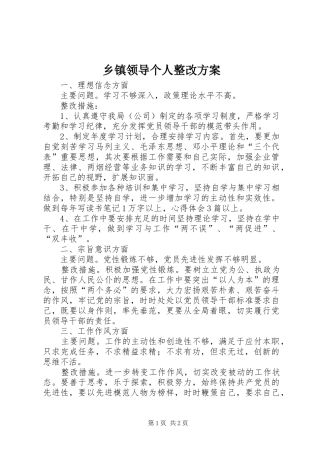 乡镇领导个人整改实施方案 
