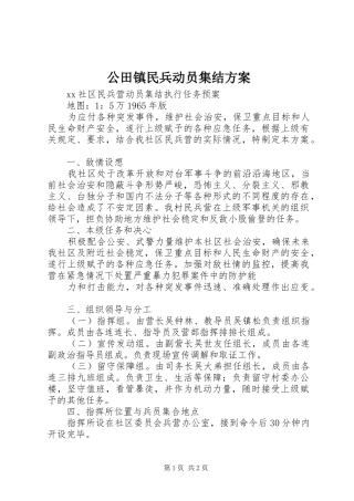 公田镇民兵动员集结实施方案 