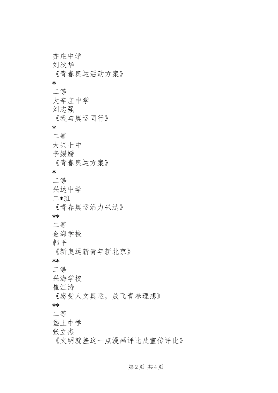 主题团日实施方案评选结果 _第2页