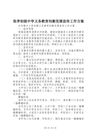 张李初级中学义务教育均衡发展宣传工作实施方案 