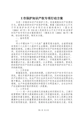 X市保护知识产权专项行动实施方案 
