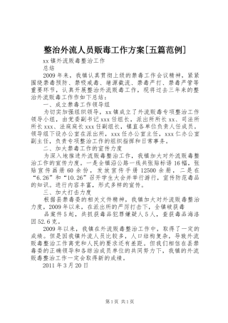 整治外流人员贩毒工作实施方案[五篇范例] 