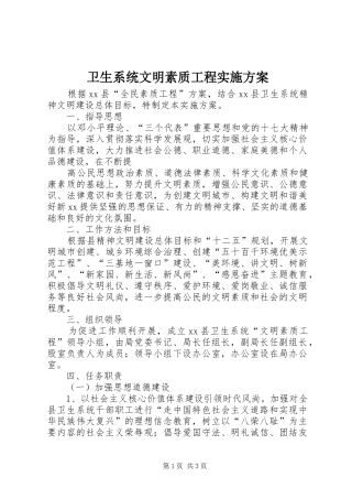 卫生系统文明素质工程方案 