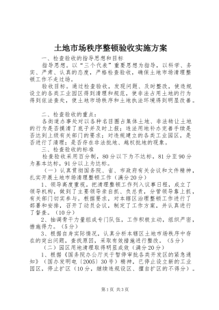土地市场秩序整顿验收方案 