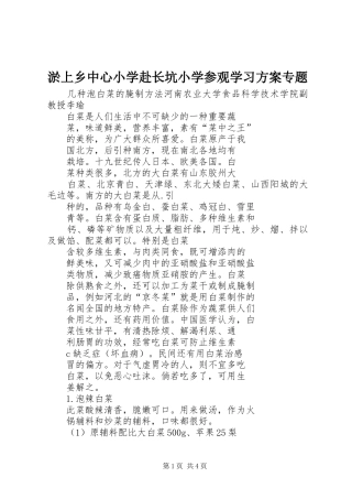 淤上乡中心小学赴长坑小学参观学习实施方案专题 