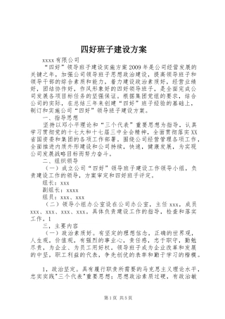 四好班子建设实施方案 