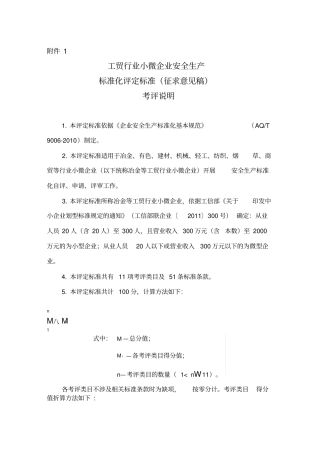 小微企业安全生产标准化评审标准范本