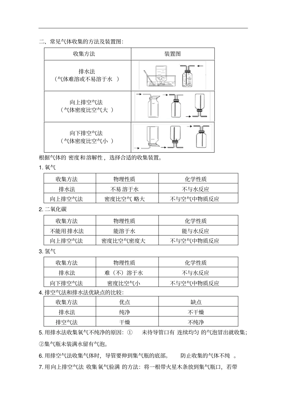 人教版九年级化学实验室制取气体复习2020_第3页